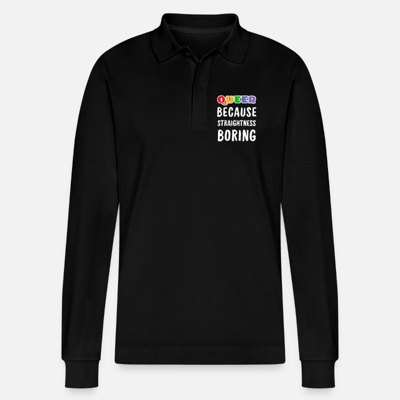 Queer, weil Geradlinigkeit langweilig - Stanley/Stella Unisex Bio-Langarm-Poloshirt Prepster - Schwarz