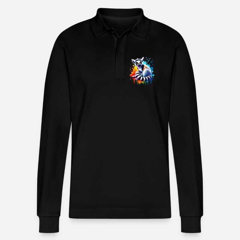 Lemur - Stanley/Stella Unisex Bio-Langarm-Poloshirt Prepster - Schwarz