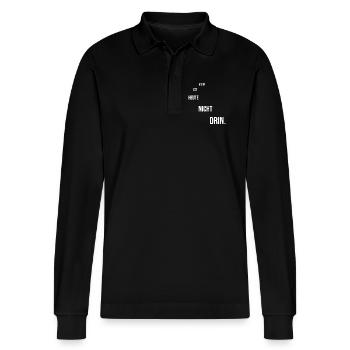 Motivational saying - Stanley/Stella Organic Unisex Long-Sleeved Polo Shirt Prepster - black - Front - Anna (173cm) & Nico (186cm)