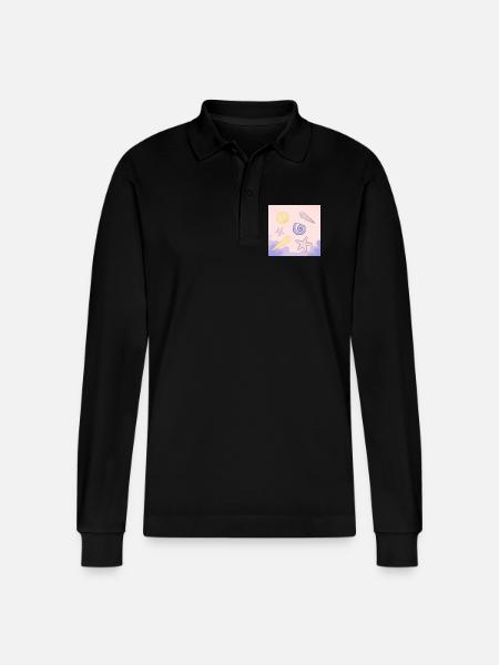 Pastel Sea Shells Starfish - Stanley/Stella Organic Unisex Long-Sleeved Polo Shirt Prepster - black