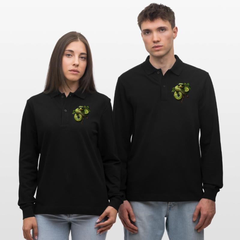 Green Tree Python Snakes Lover Terrarium Stanley/Stella Organic Unisex Long-Sleeved Polo Shirt Prepster