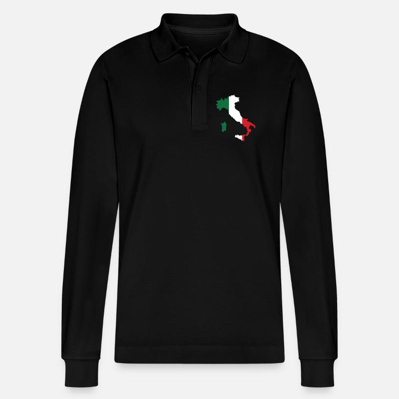 Italie Plan drapeau - Polo à manches longues bio PREPSTER Stanley/Stella Unisexe - noir