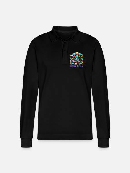 Cycling - Ride Bike design - Stanley/Stella Organic Unisex Long-Sleeved Polo Shirt Prepster - black
