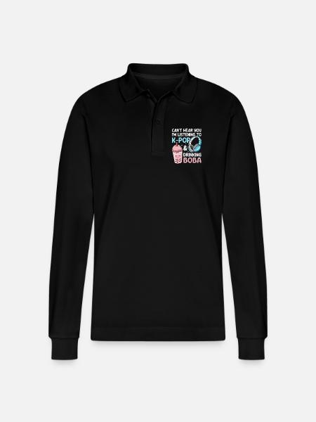 K-Pop Korea-Popmusik Bubble Tea Boba - Stanley/Stella Unisex Bio-Langarm-Poloshirt Prepster - Schwarz