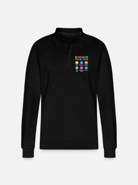 Science arouses curiosity - Stanley/Stella Organic Unisex Long-Sleeved Polo Shirt Prepster - black