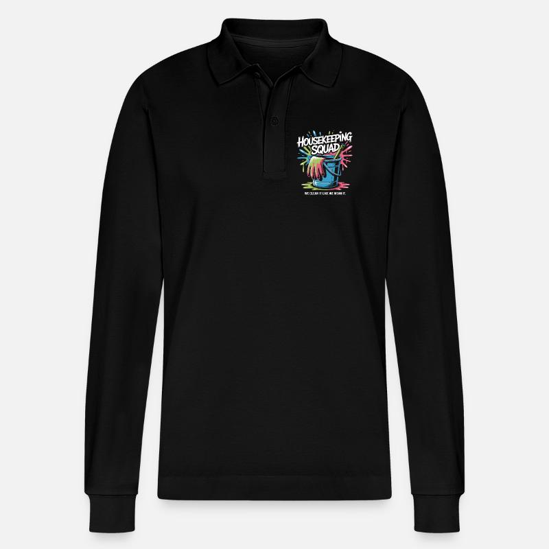 Lustiges Putzen Design - Stanley/Stella Unisex Bio-Langarm-Poloshirt Prepster - Schwarz
