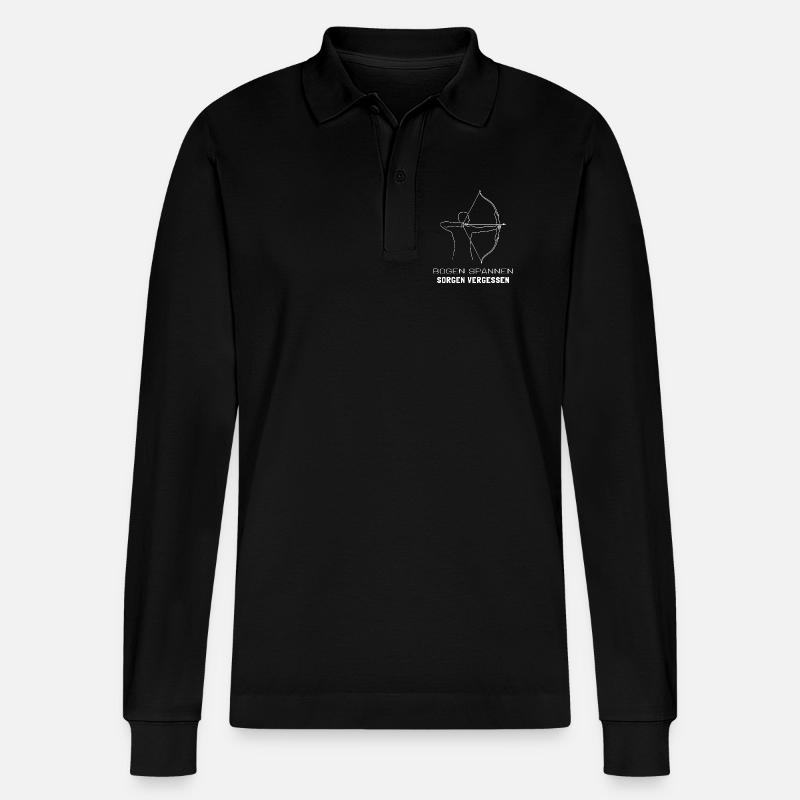 Bogenschießen Spruch - Bogenschütze Minimal - Stanley/Stella Unisex Bio-Langarm-Poloshirt Prepster - Schwarz