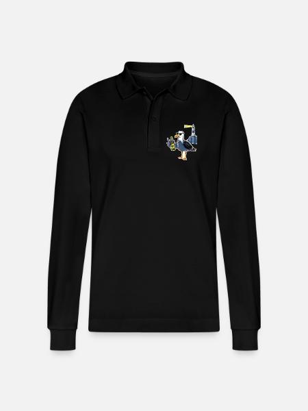 Coole Möwe Leuchtturm Bier - Stanley/Stella Unisex Bio-Langarm-Poloshirt Prepster - Schwarz