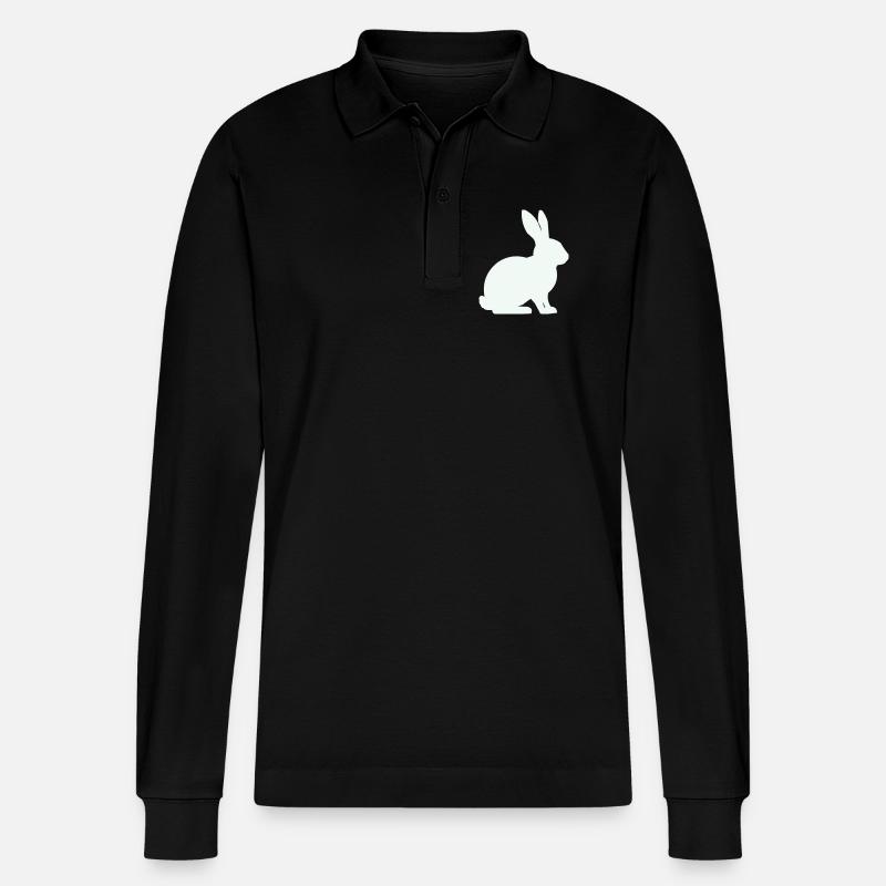 Hase Silhouette Minimal - Stanley/Stella Unisex Bio-Langarm-Poloshirt Prepster - Schwarz