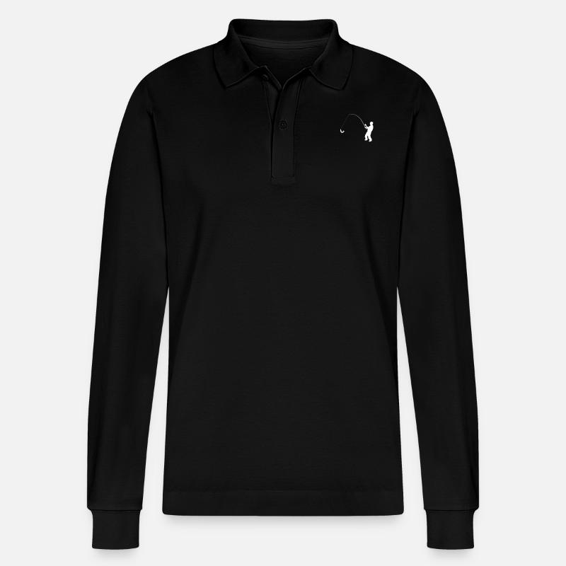 Angler Evolution Pocket Geschenkidee - Stanley/Stella Unisex Bio-Langarm-Poloshirt Prepster - Schwarz