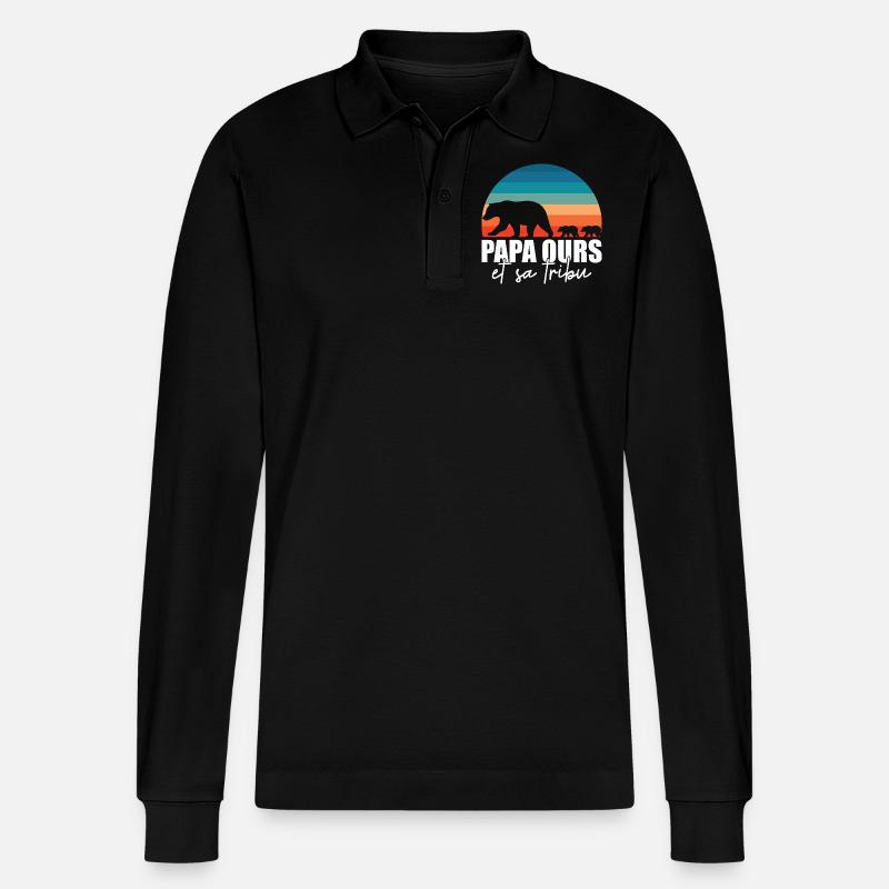 - Kleine Bären - Stanley/Stella Unisex Bio-Langarm-Poloshirt Prepster - Schwarz
