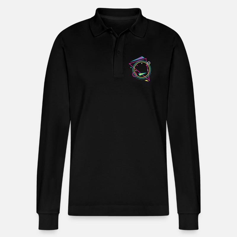 Geometrie - Stanley/Stella Unisex Bio-Langarm-Poloshirt Prepster - Schwarz