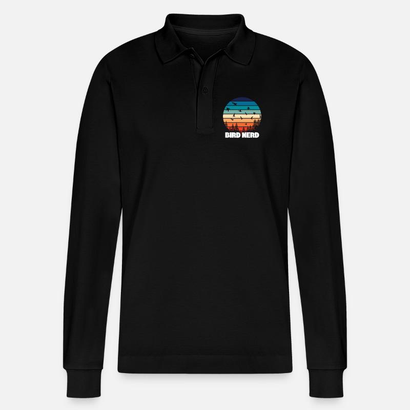 Vogelbeobachtung Vogel Nerd - Stanley/Stella Unisex Bio-Langarm-Poloshirt Prepster - Schwarz