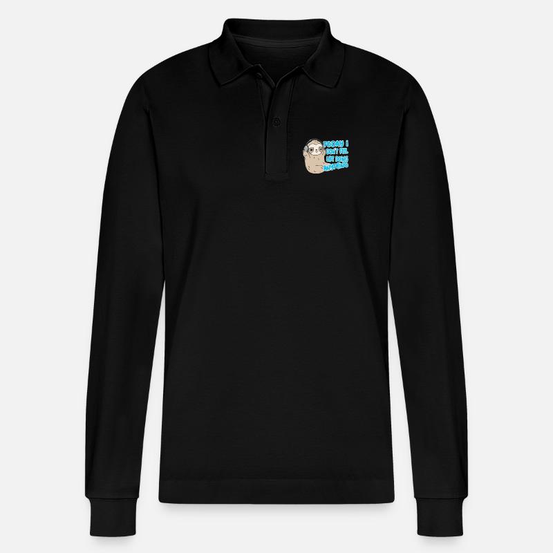 Faultier Geschenk - Stanley/Stella Unisex Bio-Langarm-Poloshirt Prepster - Schwarz