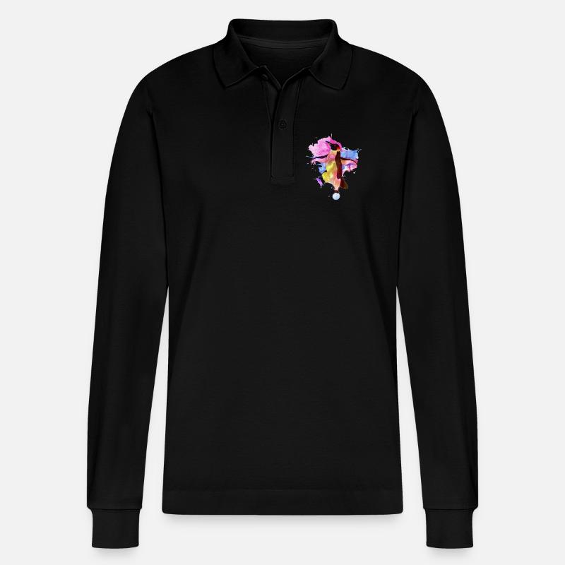 Kosmischer Pinguin Aquarell - Stanley/Stella Unisex Bio-Langarm-Poloshirt Prepster - Schwarz