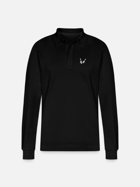 bowling pins - Stanley/Stella Organic Unisex Long-Sleeved Polo Shirt Prepster - black