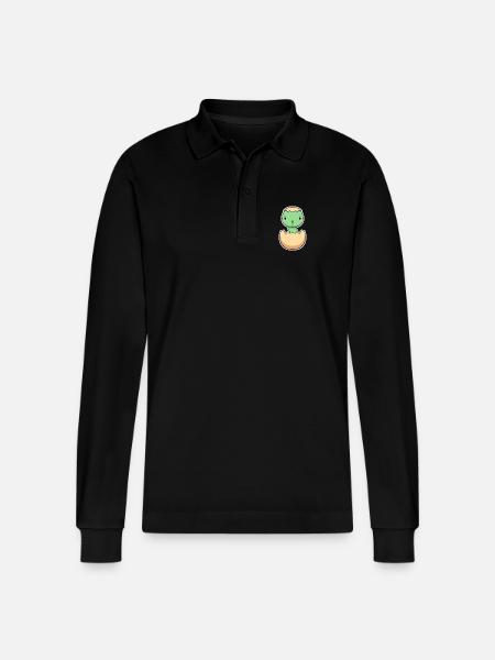 Small dinosaur made of egg - Stanley/Stella Organic Unisex Long-Sleeved Polo Shirt Prepster - black