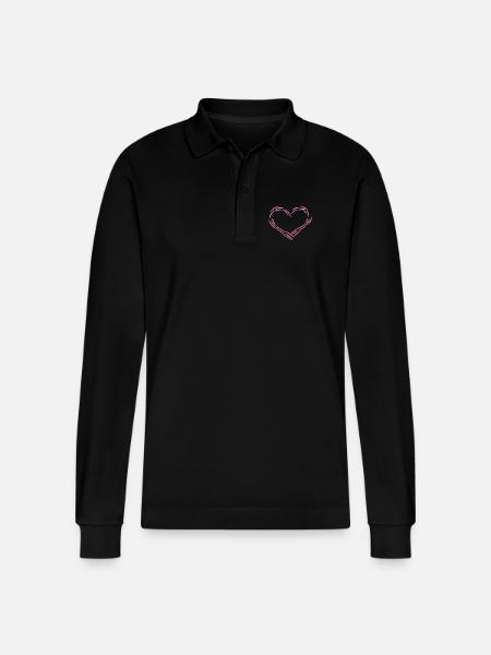 Herz Rosa - Stanley/Stella Unisex Bio-Langarm-Poloshirt Prepster - Schwarz