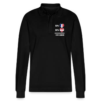 France and Austria Ingenious / Gift - Stanley/Stella Organic Unisex Long-Sleeved Polo Shirt Prepster - black - Front - Anna (173cm) & Nico (186cm)
