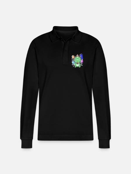 1st birthday - 1 year old - Stanley/Stella Organic Unisex Long-Sleeved Polo Shirt Prepster - black