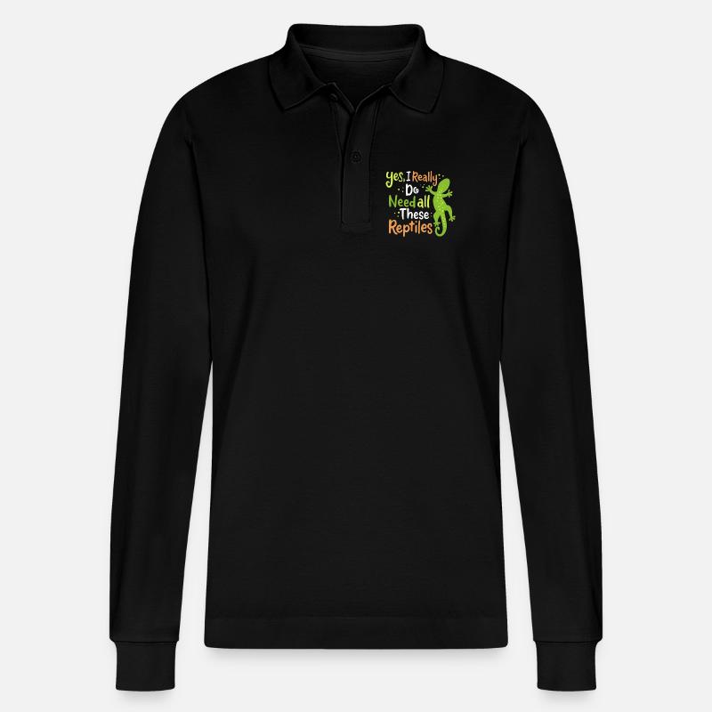 Reptil Eidechse Herpetologe - Stanley/Stella Unisex Bio-Langarm-Poloshirt Prepster - Schwarz