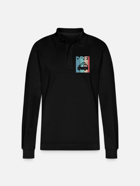 Feuerwehr 3 Jahre Kinder - Stanley/Stella Unisex Bio-Langarm-Poloshirt Prepster - Schwarz