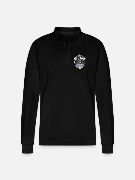 Norway Fishing Angler - Stanley/Stella Organic Unisex Long-Sleeved Polo Shirt Prepster - black