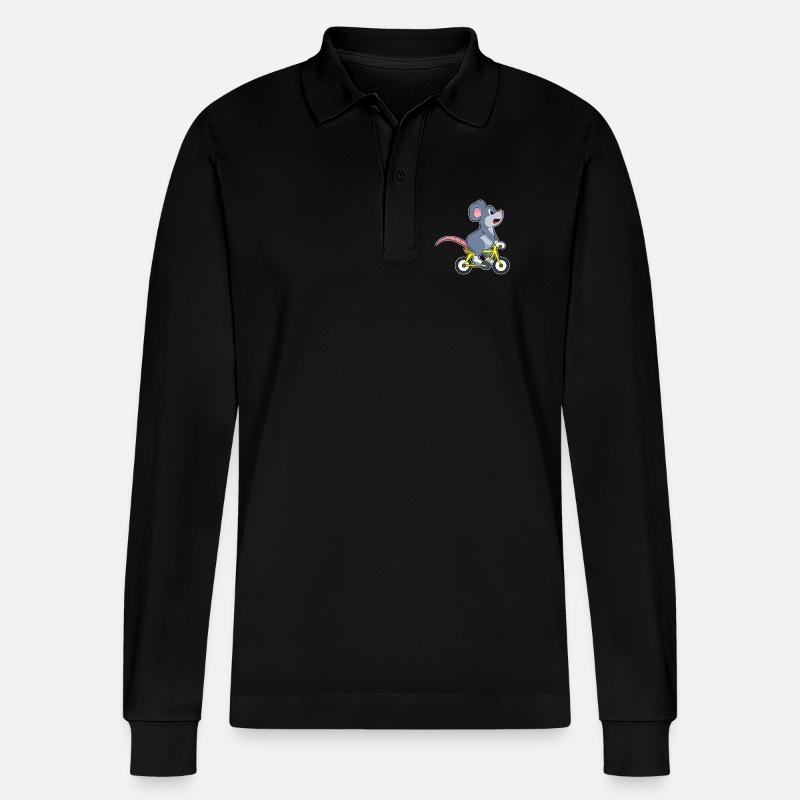 Souris avec vélo - Polo à manches longues bio PREPSTER Stanley/Stella Unisexe - noir