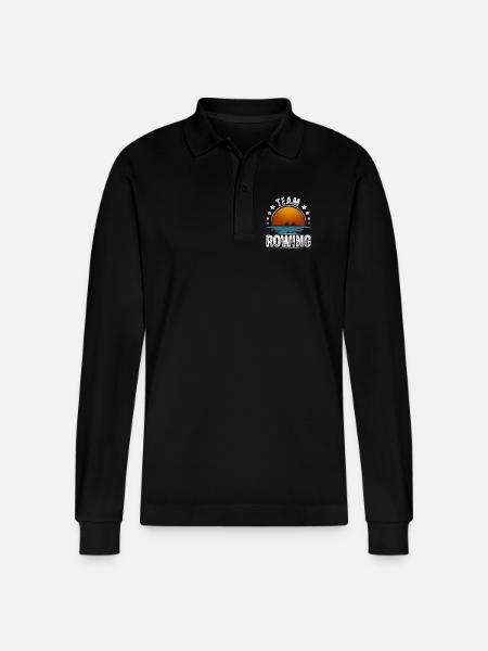 Rowing Rower Rowing Boat Team - Stanley/Stella Organic Unisex Long-Sleeved Polo Shirt Prepster - black