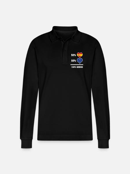 Europe and Spain genius / gift - Stanley/Stella Organic Unisex Long-Sleeved Polo Shirt Prepster - black