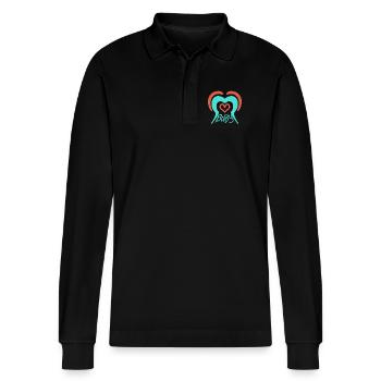 Baby - Stanley/Stella Organic Unisex Long-Sleeved Polo Shirt Prepster - black - Front - Anna (173cm) & Nico (186cm)