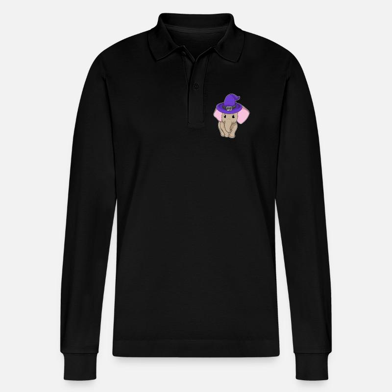 Elefant als Zauberer - Stanley/Stella Unisex Bio-Langarm-Poloshirt Prepster - Schwarz