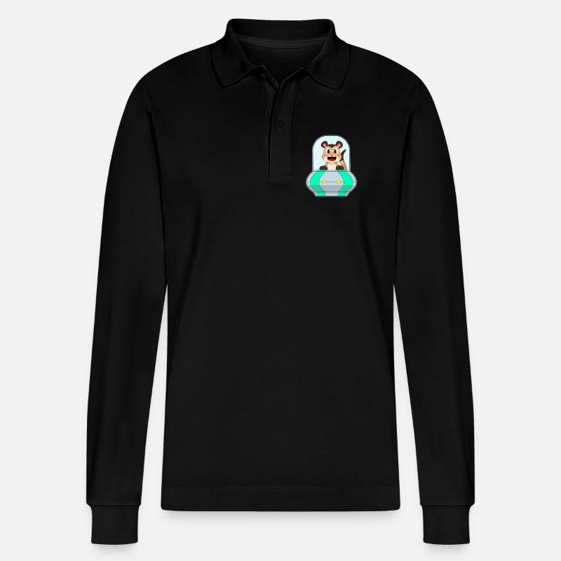 Erdmännchen mit Schiff - Stanley/Stella Unisex Bio-Langarm-Poloshirt Prepster - Schwarz