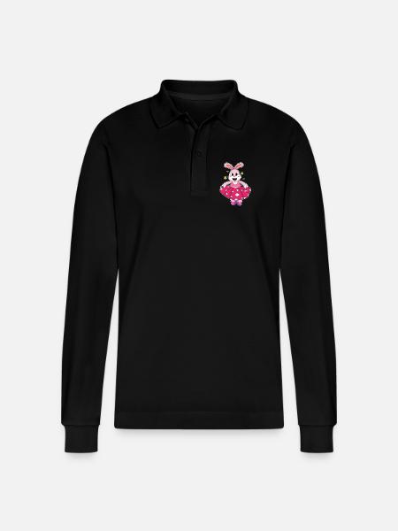 Bunny Ballerina Ballet Dance - Stanley/Stella Organic Unisex Long-Sleeved Polo Shirt Prepster - black