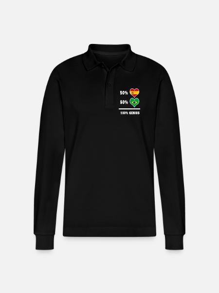 Brazil and Spain genius / gift - Stanley/Stella Organic Unisex Long-Sleeved Polo Shirt Prepster - black