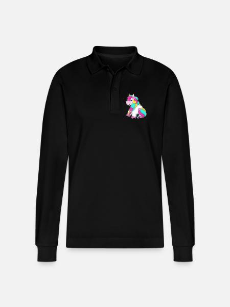 Unicorn Flower - Stanley/Stella Organic Unisex Long-Sleeved Polo Shirt Prepster - black