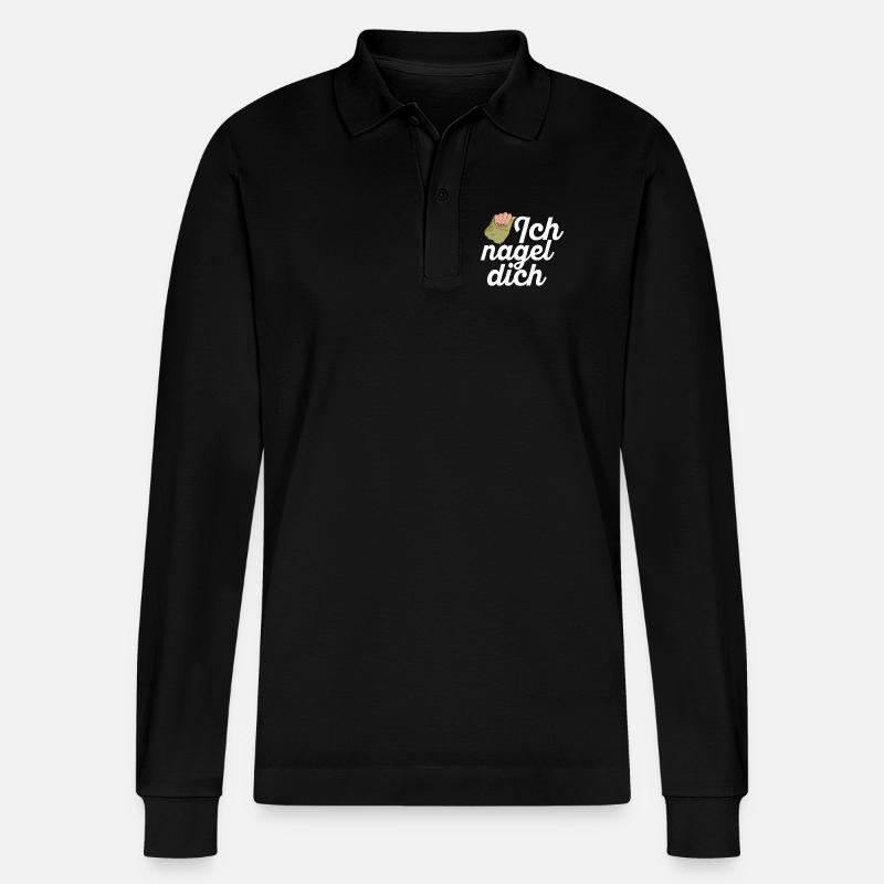 Ich Nagel Dich Nageldesignerin - Stanley/Stella Unisex Bio-Langarm-Poloshirt Prepster - Schwarz