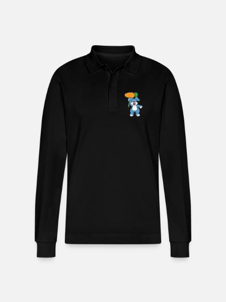 Bunny Balloon - Stanley/Stella Organic Unisex Long-Sleeved Polo Shirt Prepster - black
