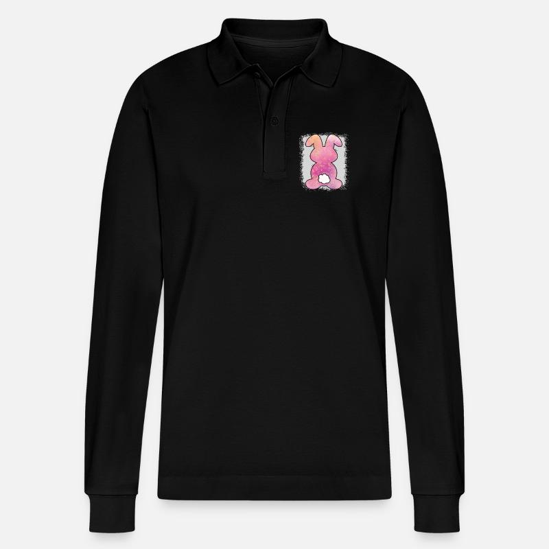 Leopard Print Bleached Easter - Stanley/Stella Organic Unisex Long-Sleeved Polo Shirt Prepster - black