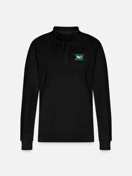 Bahamas flag - Stanley/Stella Organic Unisex Long-Sleeved Polo Shirt Prepster - black