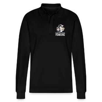 Junggesellenabschied - JGA - Stanley/Stella Unisex Bio-Langarm-Poloshirt Prepster - Schwarz - Vorne - Anna (173cm) & Nico (186cm)