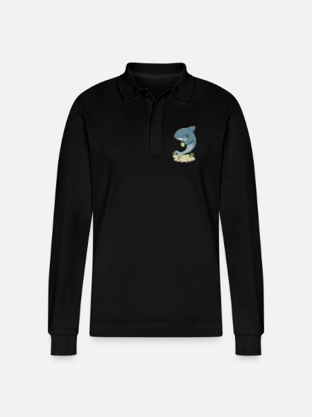 Shark Mug - Stanley/Stella Organic Unisex Long-Sleeved Polo Shirt Prepster - black