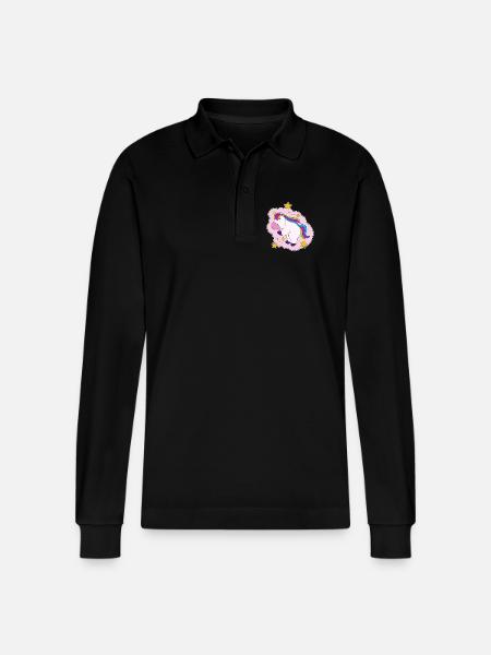 Unicorn Clouds - Stanley/Stella Organic Unisex Long-Sleeved Polo Shirt Prepster - black