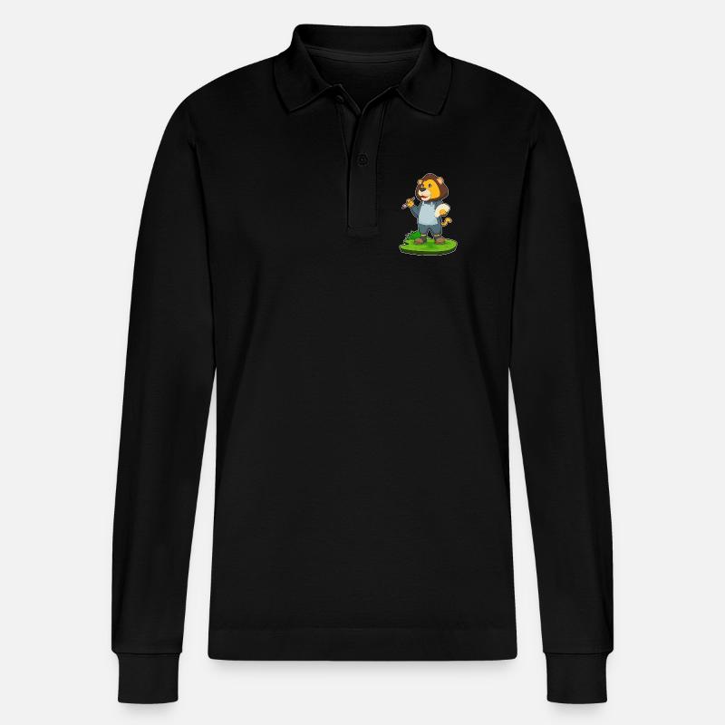 Löwe Malen Pinsel - Stanley/Stella Unisex Bio-Langarm-Poloshirt Prepster - Schwarz