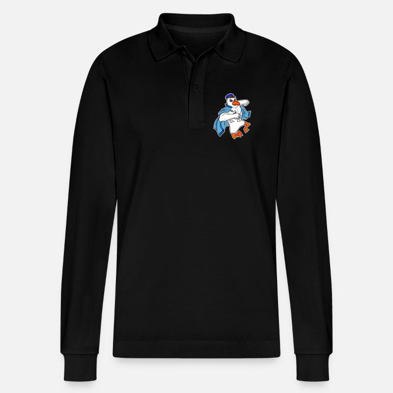 Seagull Captain Faust - Stanley/Stella Organic Unisex Long-Sleeved Polo Shirt Prepster - black