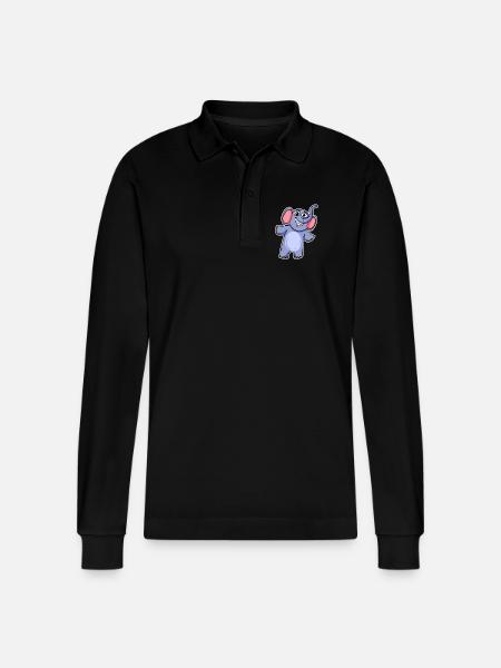 Mignon petit éléphant - Polo à manches longues bio PREPSTER Stanley/Stella Unisexe - noir