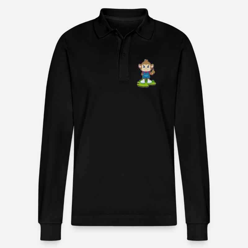 École Monkey Pencil - Polo à manches longues bio PREPSTER Stanley/Stella Unisexe - noir