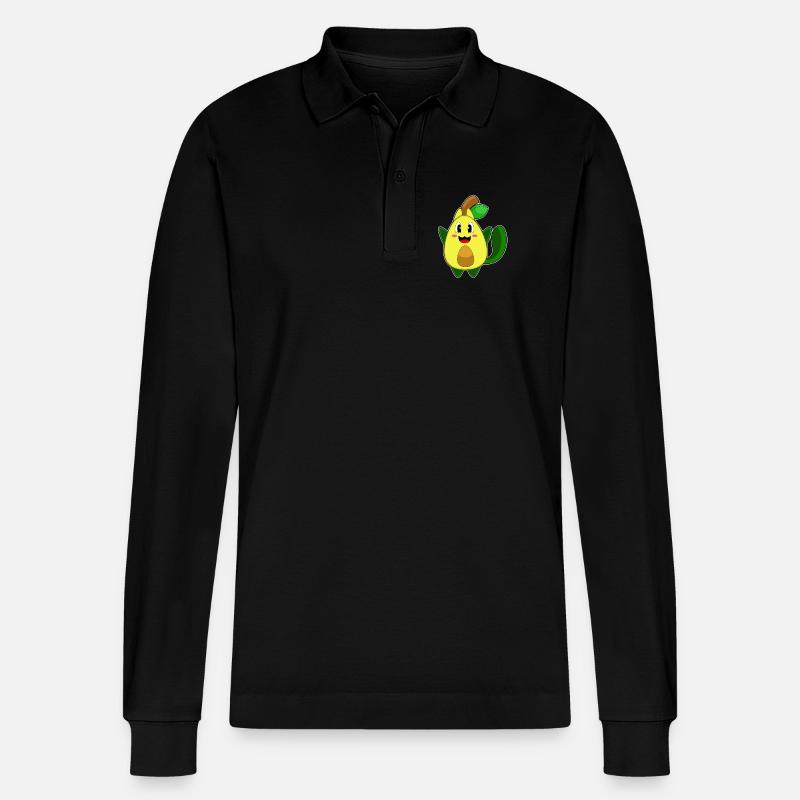 Katze Avocado - Stanley/Stella Unisex Bio-Langarm-Poloshirt Prepster - Schwarz