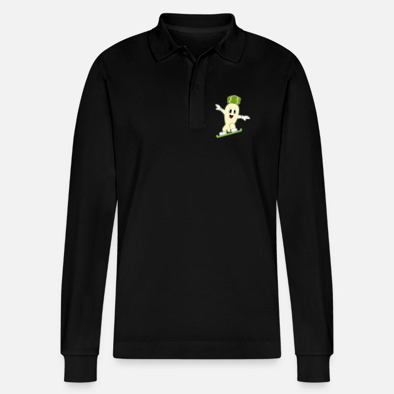 Radieschen Snowboarder Snowboard - Stanley/Stella Unisex Bio-Langarm-Poloshirt Prepster - Schwarz