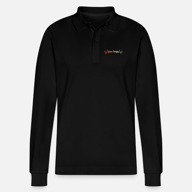 Conception de jeux Palpitations cardiaques - Polo à manches longues bio PREPSTER Stanley/Stella Unisexe - noir